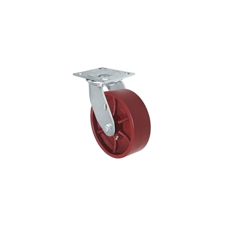 Casterhq 6"x2" Red Ductile Steel Wheel, Swivel Caster, 1,500 lbs capacity - 35CS620DS84R-04